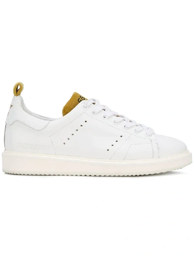 Golden Goose "starter" Sneakers In White Leather With Velvet Details In White Leather Gold Velvet