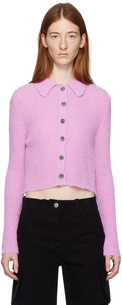 Our Legacy Pink Mazzy Cardigan In Candyfloss Fuzzy Alp