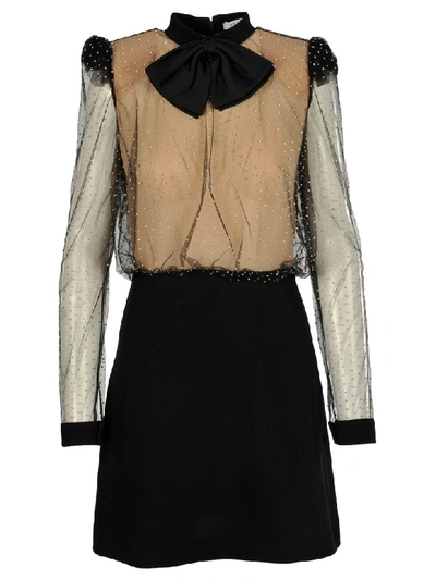 Givenchy Bow Pearl Embellished Dress In Black