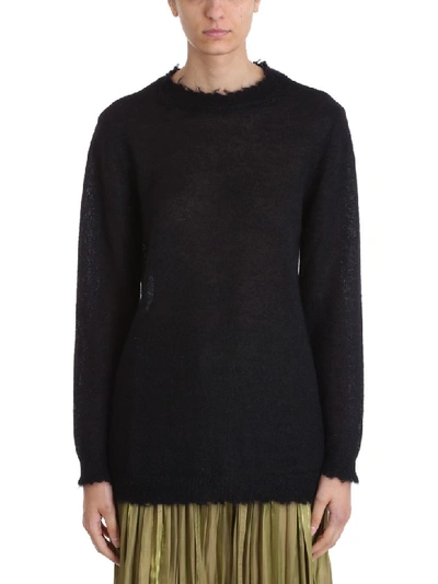 Red Valentino Oversized Longline Knit Top In Black