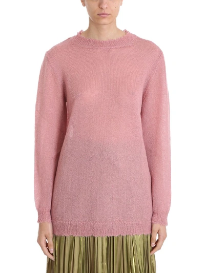 Red Valentino Oversized Longline Knit Top In Rose-pink
