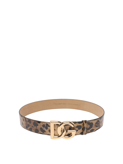 Dolce & Gabbana Women's Leopard-print Leather Belt In Brown