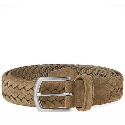 Anderson's Woven Suede Belt In Green