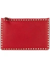 Valentino Garavani Rockstud Large Zip Pouch Bag In 0ro Red
