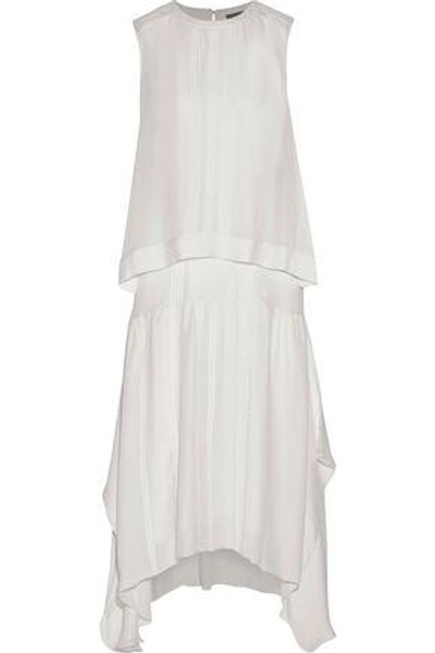 Belstaff Ama Layered Pintucked Silk Midi Dress In Ivory