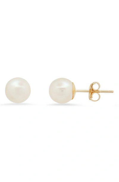 Queen Jewels 10k Gold Freshwater Pearl Stud Earrings In Gold/6mm