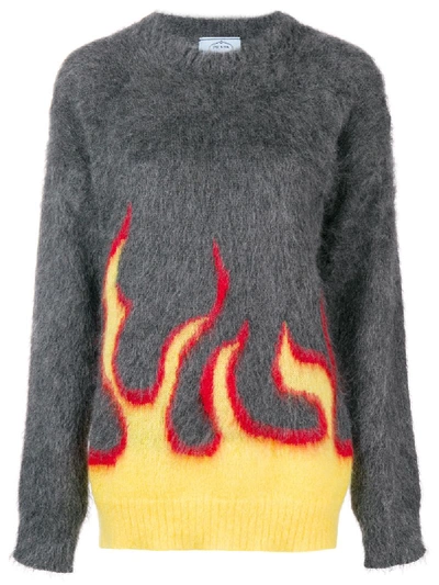 Prada Mohair And Wool-blend Sweater In Grey