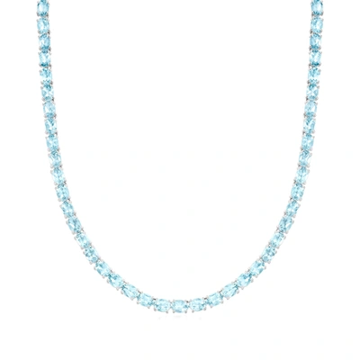 Ross-simons Sky Blue Topaz Tennis Necklace In Sterling Silver In Multi