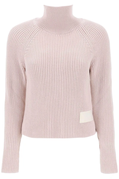 Ami Alexandre Mattiussi Ami Paris English Rib Funnel-neck Sweater In Pink