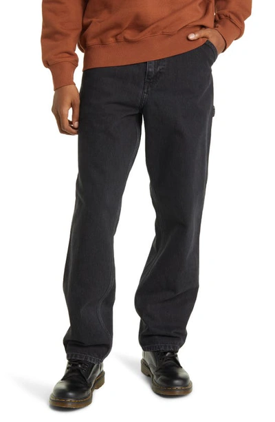 Carhartt Single Knee Stonewash Rigid Jeans In Black Stone Washed