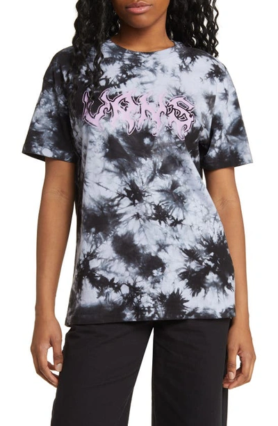 Vans Tie Dye Logo Graphic Cotton T-shirt In Black-languid Lavender