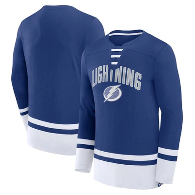Fanatics Branded Blue Tampa Bay Lightning Back Pass Lace-up Long Sleeve T-shirt
