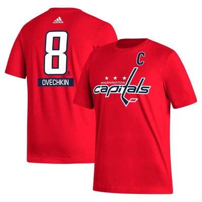 Adidas Originals Men's Adidas Alexander Ovechkin Red Washington Capitals Fresh Name And Number T-shirt