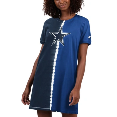 Starter Navy Dallas Cowboys Ace Tie-dye T-shirt Dress