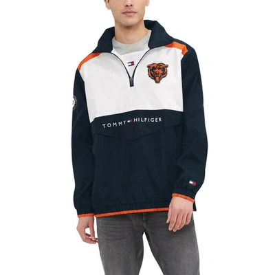 Tommy Hilfiger Men's  Navy, White Chicago Bears Carter Half-zip Hooded Top In Navy,white