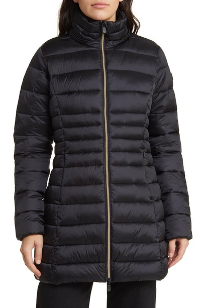 Save The Duck Reese Water Repellent Longline Puffer Jacket In Black