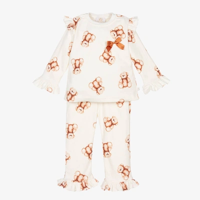 Caramelo Kids' Girls Ivory Teddy Bear Pyjamas
