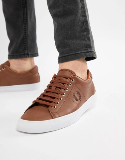 Fred Perry Underspin Leather Sneakers In Tan Tan ModeSens