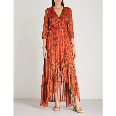 Ba&sh Disy Maxi Wrap Dress - Orange In Rouge