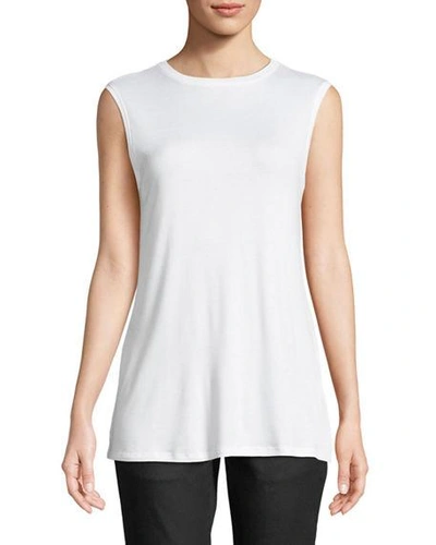 Eileen Fisher Microtencel Sleeveless Tank Top In White