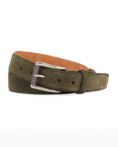 W. Kleinberg Men's Suede Belt In Brown Light