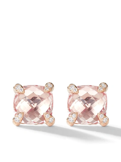 David Yurman Women's Châtelaine Stud Earrings With Morganite & Diamonds In 18k Rose Gold/8mm