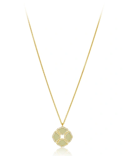 Legend Amrapali 18k Gold Mini Manjari Lotus Necklace W/ Diamonds & White Enamel, 32"