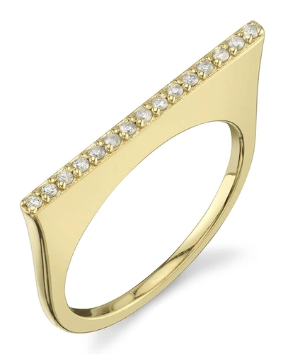 Sheryl Lowe 14k Gold Linear Tower Ring W/ Diamond Pav&eacute;