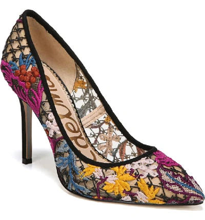 Sam Edelman Hazel Floral-lace Pointed Pumps In Bright Multi Fabric