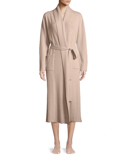 Neiman Marcus Cashmere Long Robe In Creme Brulee