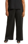 Eileen Fisher High Waist Wide Leg Ponte Pants In Black