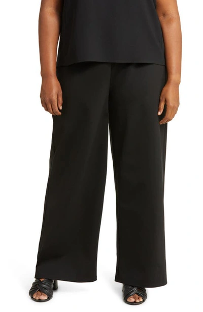 Eileen Fisher High Waist Wide Leg Ponte Pants In Black