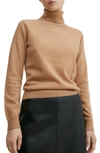 Mango Turtleneck Cashmere Sweater In Medium Brown