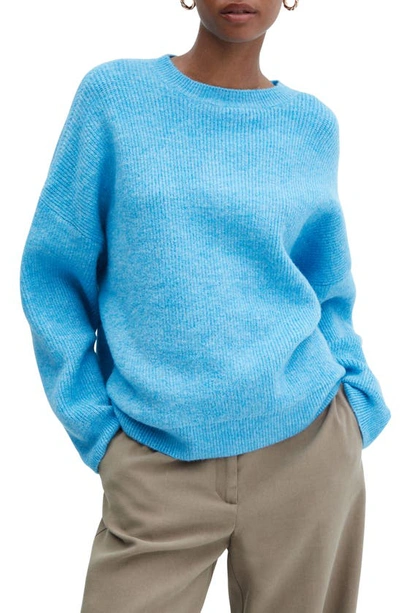 Mango Drop Shoulder Oversize Sweater In Turquoise