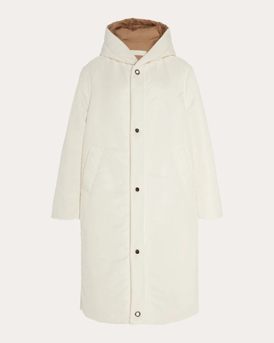 Caalo Women's Reversible Satin Down Coat In White