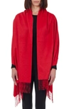 Amicale Cashmere Woven Wrap In Red