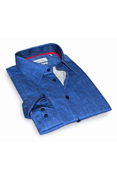 Levinas Contemporary Fit Modern Business Dress Shirt In Blue Mist Print
