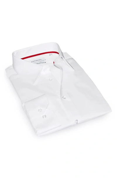 Levinas Contemporary Fit Solid Button-up Shirt In White