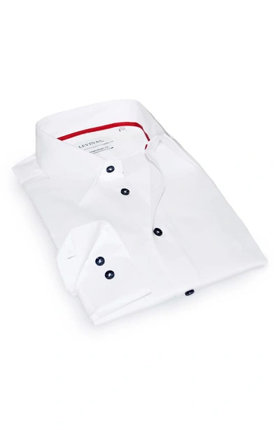 Levinas Contemporary Fit Solid Button-up Shirt In White