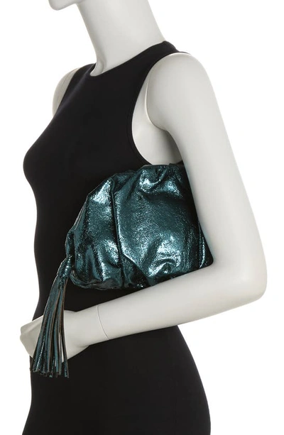 Rebecca Minkoff Ruched Faux Leather Clutch In Green