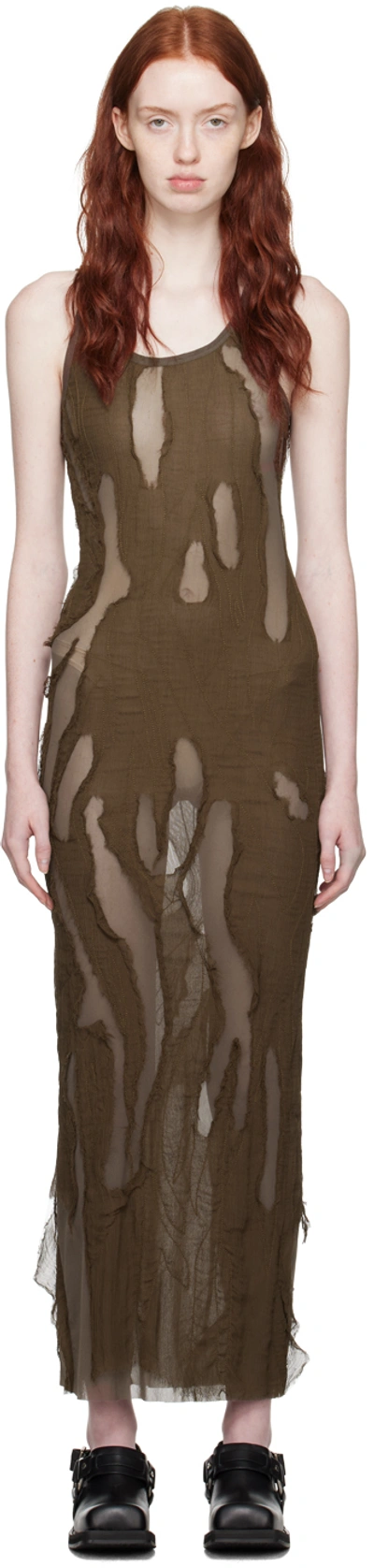 Acne Studios Brown Frayed Maxi Dress