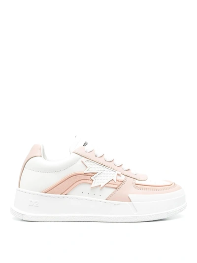 Dsquared2 Leather Sneakers In Blanco