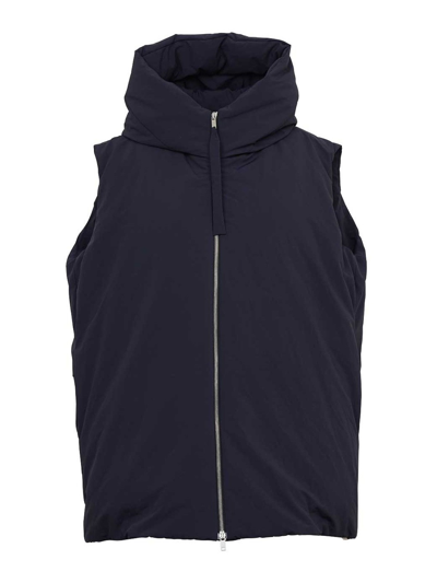 Jil Sander Hooded Padded Vest In Azul