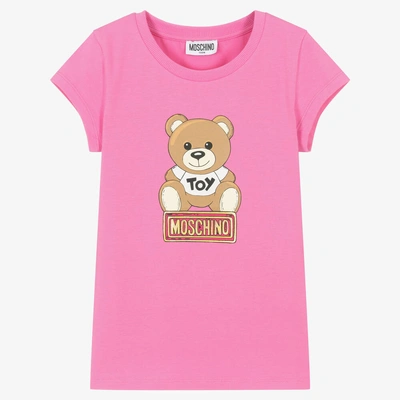 Moschino Kid-teen Teen Girls Pink Cotton Teddy Bear T-shirt