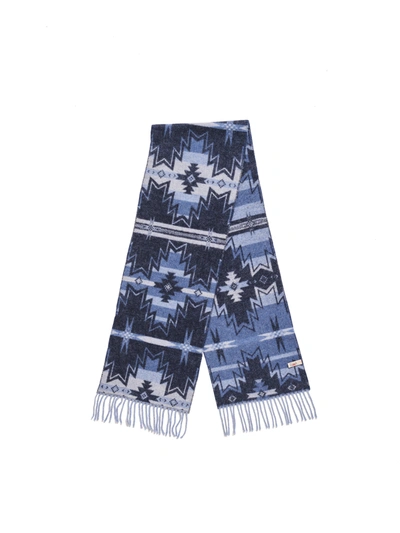 Faherty Doug Good Feather Stream Waters Star Nation Scarf In Blue