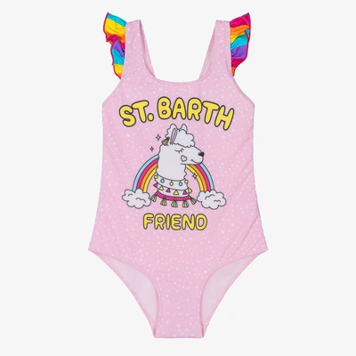Mc2 Saint Barth Teen Girls Pink Rainbow Llama Swimsuit