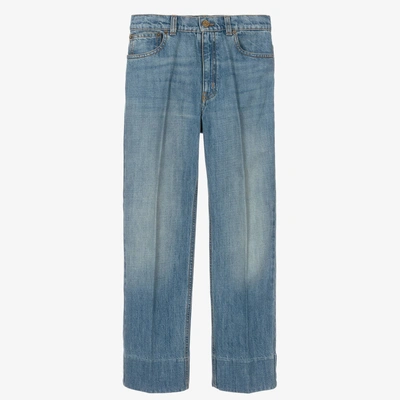 Gucci Teen Boys Blue Straight Leg Denim Jeans