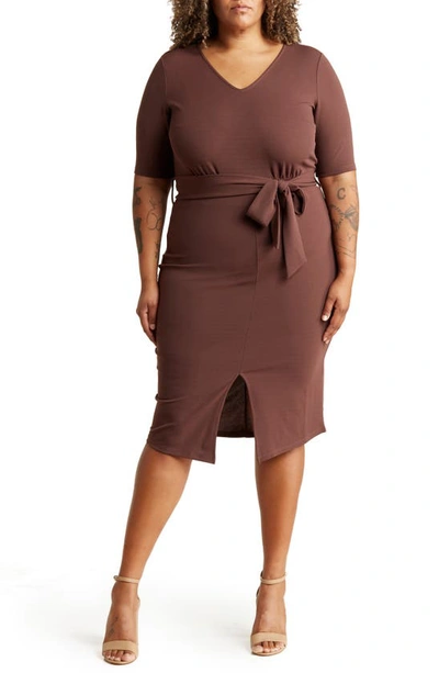 By Design Mia Belted Dress In French Toast