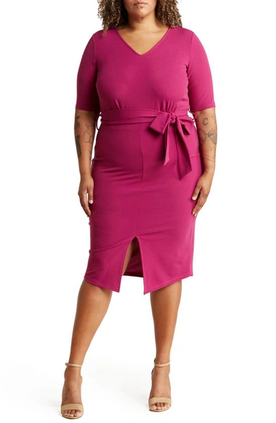 By Design Mia Belted Dress In Berry