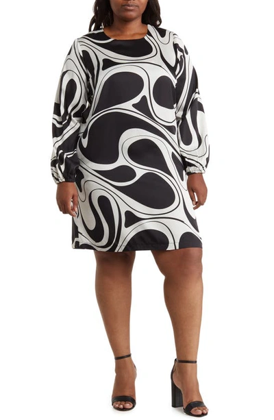 By Design Bree Long Sleeve Shift Dress In Swirl Girl